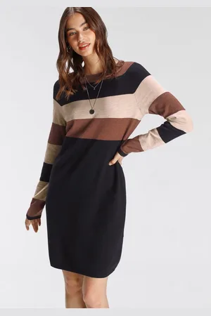 Tamaris Gebreide jurk casual look, van katoenmix, lange mouwen