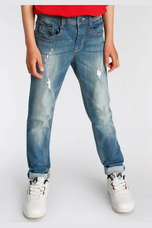 ARIZONA Stretch jeans Met smalle pijp voor jongens skinny fit, rechte broekpasvorm, trendy used-look