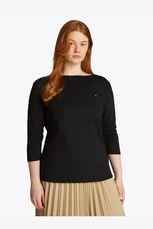 Tommy Hilfiger T-shirt CRV SLIM CODY BOAT-NK 3/4SLV in grote maten, 3/4 mouwen, logoborduring