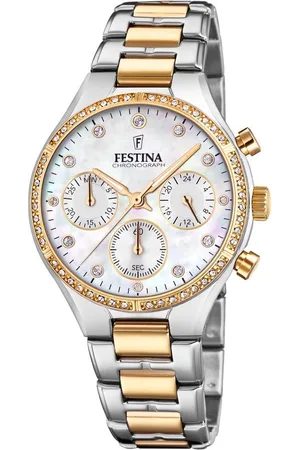 Festina Chronograaf Boyfriend Collection Horloge, quartzhorloge, dameshorloge, stopwatchfunctie, stalen armband
