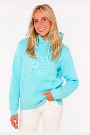 Zwillingsherz Hoodie Strandleven Moin met geborduurd schrift en neonkleurige accenten