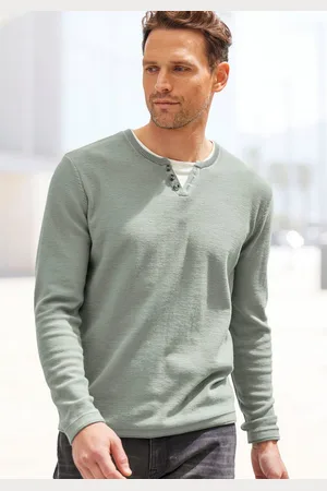 H.I.S Gebreide trui Pullover met hoogwaardige halsafwerking in double-layer look