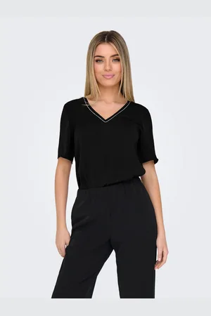 ONLY Shirt met V-hals ONLAVA LIFE S/S CHAIN V-NECK TOP JRS