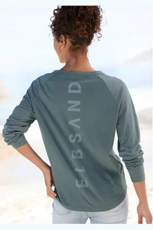 ELBSAND Longsleeve TINNA met logoprint op de rug, shirt met lange mouwen van een katoenmix, sportief-casual