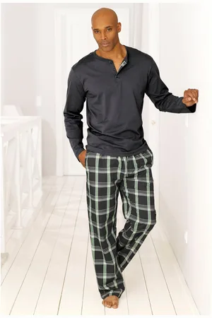 H.I.S Pyjama Pyjama met lange geruite geweven broek (2-delig, 1 stuk)