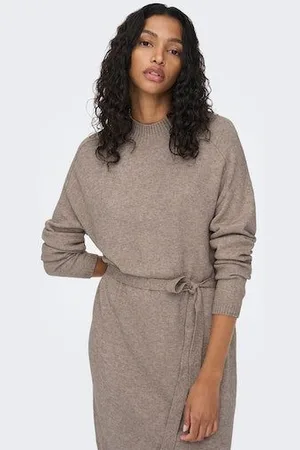 ONLY Gebreide jurk ONLLEVA L/S BELT DRESS EX KNT