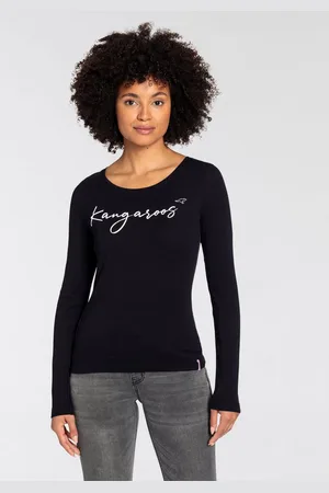 KangaROOS Longsleeve Lange mouwen, zeer figuurvolgend, van ribstof, van 100% katoen