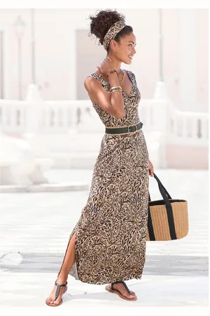 Buffalo Maxi-jurk met alloverprint en split, zomerjurk, strandjurk