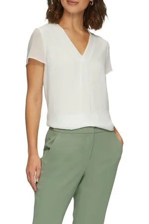 QS by s.Oliver Shirtblouse in dubbel-laag-look en met v-halslijn