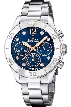 Festina Chronograaf Boyfriend Collection Horloge, quartzhorloge, dameshorloge, stopwatchfunctie, stalen armband