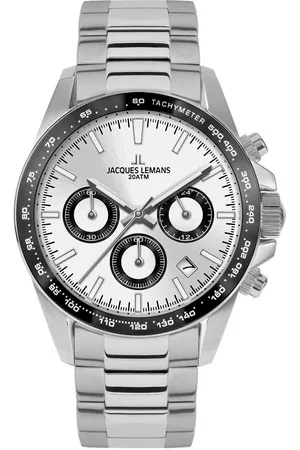 Jacques Lemans Chronograaf Liverpool, 1-1877F Quartz horloge, armbanduhr, herenhorloge, roestvrijstalen band, tot 20 bar waterdicht.