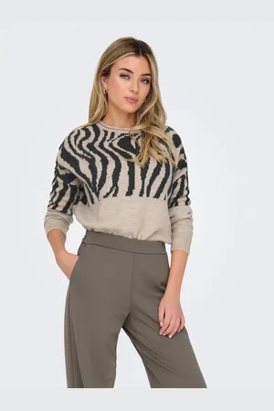 ONLY Trui met ronde hals ONLJADE ZEBRA LS O-NECK CC KNT