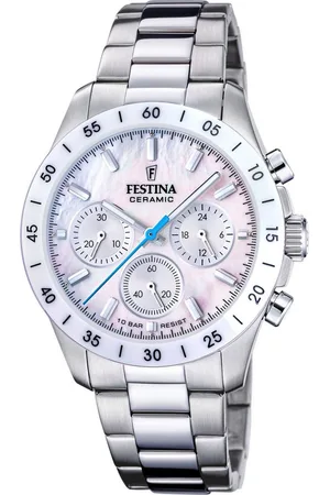 Festina Chronograaf Ceramic Quartzhorloge, horloge, dames, heren, roestvrijstalen band, keramische lunette