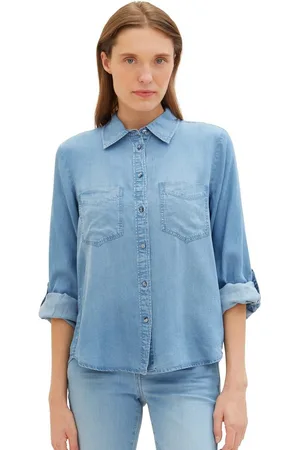TOM TAILOR Jeans blouse met lyocell en kentkraag