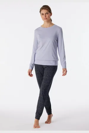Schiesser Pyjama "Contemporary Nightwear" met effen bovenstuk en gemusterde broek (2-delig)