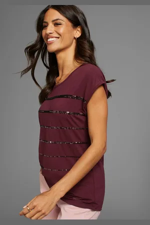 Laura Scott T-shirt mouwloos, heuplang, met glinsterende pailletten