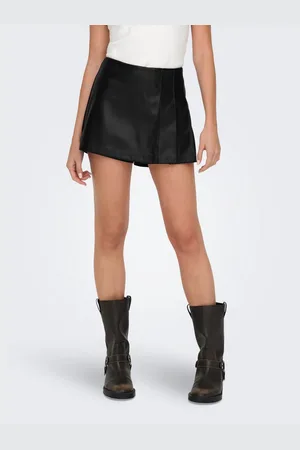 ONLY Imitatieleren rok ONLAMILI MW FAUX LEATHER SKORT PNT CC