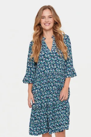Saint Tropez Blousejurk EdaSZ dress met volants en 3/4 mouwen