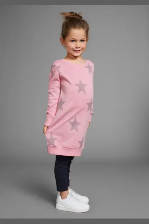 Kidsworld Sweatjurk Sterren-all-over jurk voor kleine meisjes