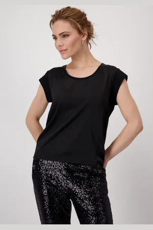 monari Blouse zonder sluiting met glinsterende steentjes aan de halslijn