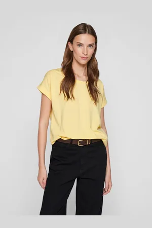 VILA Shirt met ronde hals VIDREAMERS NEW PURE T-SHIRT/SU-NOOS Basic dames T-shirt met ronde hals en omgeslagen mouwen