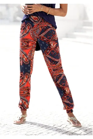 Lascana Strandbroek met paisley print en zakken, lichtgewicht jersey broek, elastisch