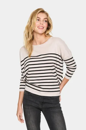 Saint Tropez Gebreide trui MilaSZ R-neck Stripe