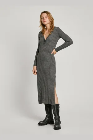Pepe Jeans Gebreide jurk IZABEL DRESS met decoratieve knoopsluiting