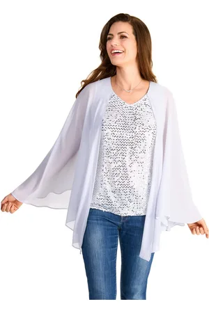 Hermann Lange Shirt met vleermuismouwen met pailletten en in lagenlook
