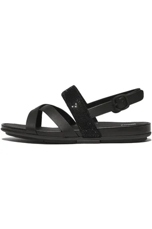 FitFlop Sandalen GRACIE CRYSTAL LEATHER STRAPPY BACK-STRAP SANDALS , zomerschoen, sandaal, riemchensandaal, met hielbandje