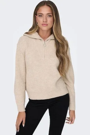 ONLY Gebreide trui ONLBAKER L/S ZIP PULLOVER KNT NOOS