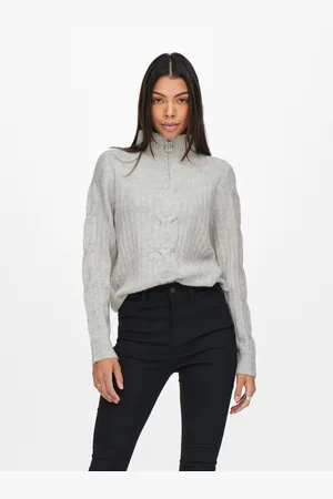 JDY Trui met staande kraag ANDREA L/S ZIP CABLE PULLOVE KNT NOOS