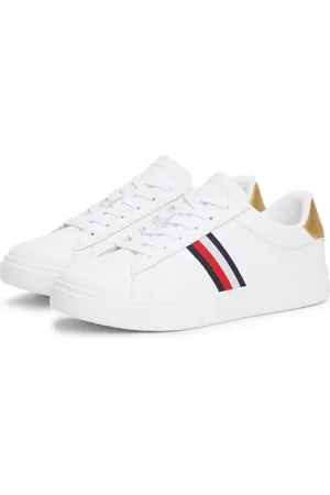 Tommy Hilfiger Plateausneakers ESSENTIAL COURT SNEAKER STRPS , vrijetijdsschoen, lage schoen, veterschoen met typische strepen
