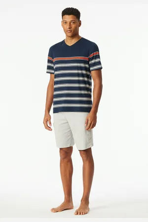 Schiesser Shortama "Casual Nightwear" Shirt met V-hals en geplaatste strepen (2-delig)