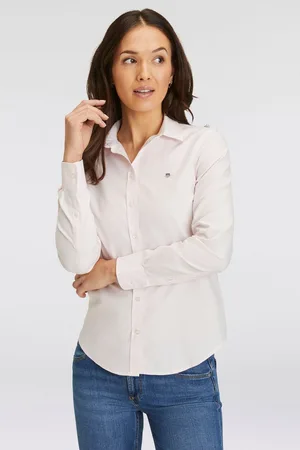 GANT Blouse met lange mouwen Nieuwe Slim Stretch Oxford Blouse voor comfortabel zitten en bewegingsvrijheid, new slim stretch, kreukvrij
