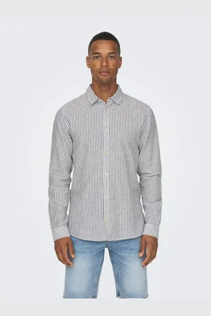 Only & Sons Overhemd met korte mouwen ONSCAIDEN LS STRIPE LINEN SHIRT 660 NOOS