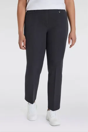 Kj Stoffen broek Bea in Bi-Stretch Kamgarenlook met Persplooien