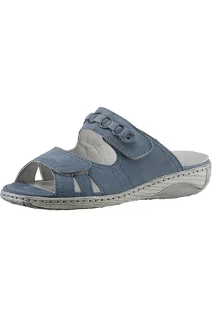 Waldläufer Slippers Garda , sleehak, zomerschoen, pantoffels met juwelenapplicatie, wijdte g