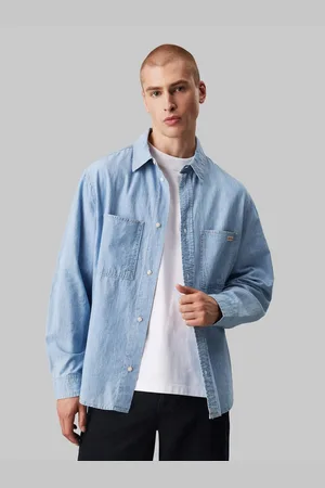 Calvin Klein Jeans overhemd EASY CHAMBRAY SHIRT Logodruk, borstzakken