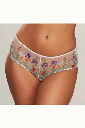 Lascana Stringpants Maria met kleurrijke bloemen van geborduurd kant