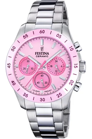 Festina Chronograaf Ceramic Quartzhorloge, horloge, dames, heren, roestvrijstalen band, keramische lunette