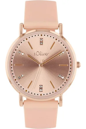 QS by s.Oliver Kwartshorloge Polshorloge, dameshorloge, kristallen, siliconen armband, analoog