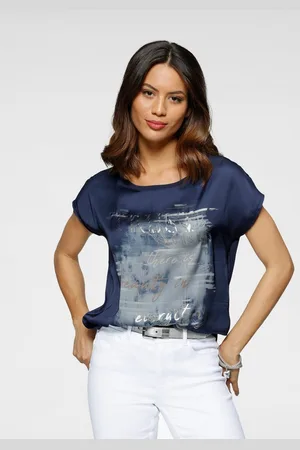Laura Scott Shirtblouse van satijn met stijlvolle print