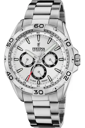 Festina Multifunctioneel horloge Horloge, quartz, herenhorloge, roestvrijstalen band, tot 10 bar waterdicht.
