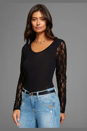 Laura Scott Body met lange mouwen met edele kantmouwen