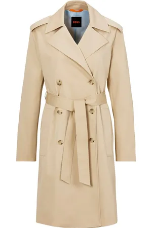 HUGO BOSS Korte jas C_Cotrench met schouderriemen en tailleband klassieke trenchcoat