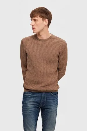 SELECTED Trui met ronde hals SLHBERG CABLE CREW NECK NOOS