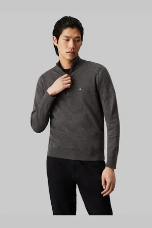 Calvin Klein Trui met staande kraag COTTON SILK BLEND QUARTER ZIP