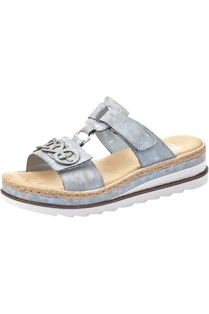 Rieker Slippers , plateau, zomerschoen, pantoffels met strass versiering