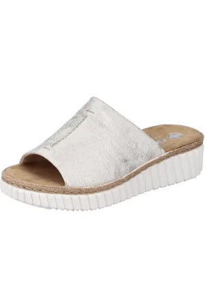 Rieker Slippers sleehak, zomerschoen, slippers met jute-omranding aan de loopzool